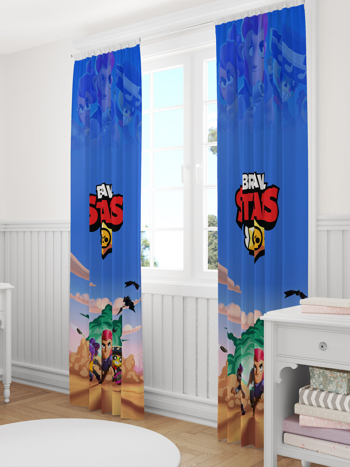 Brawl Stars Çocuk / Bebek Odası Perdesi (TEK KANAT) Kornişli