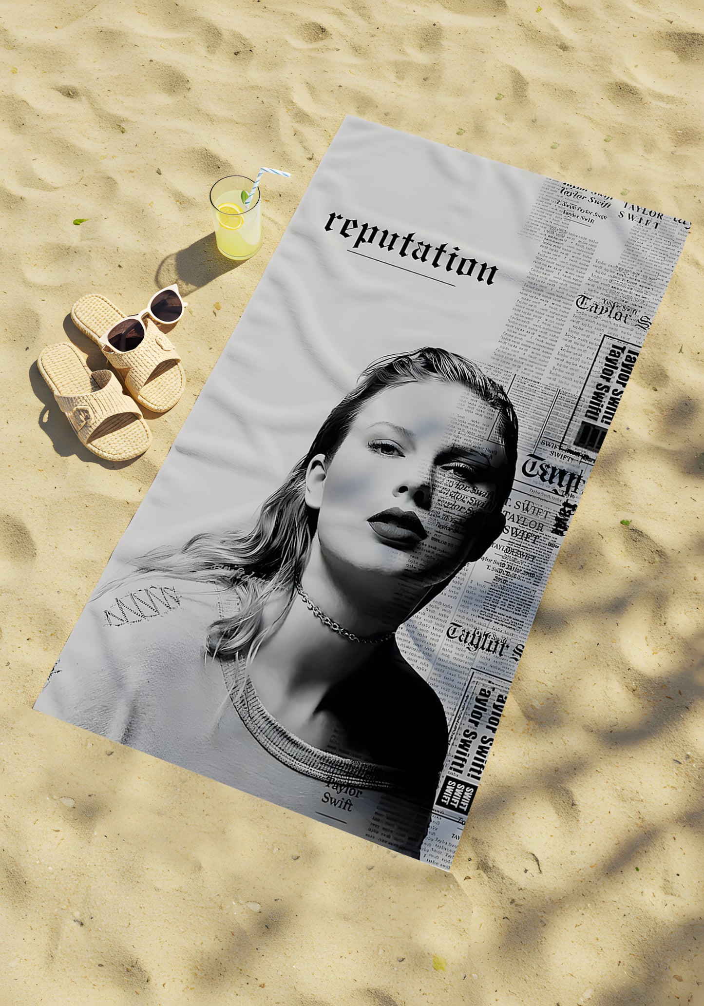 Reputation – Reputation Vuruşu: Siyah ve Işıltılı Plaj Havlusu
