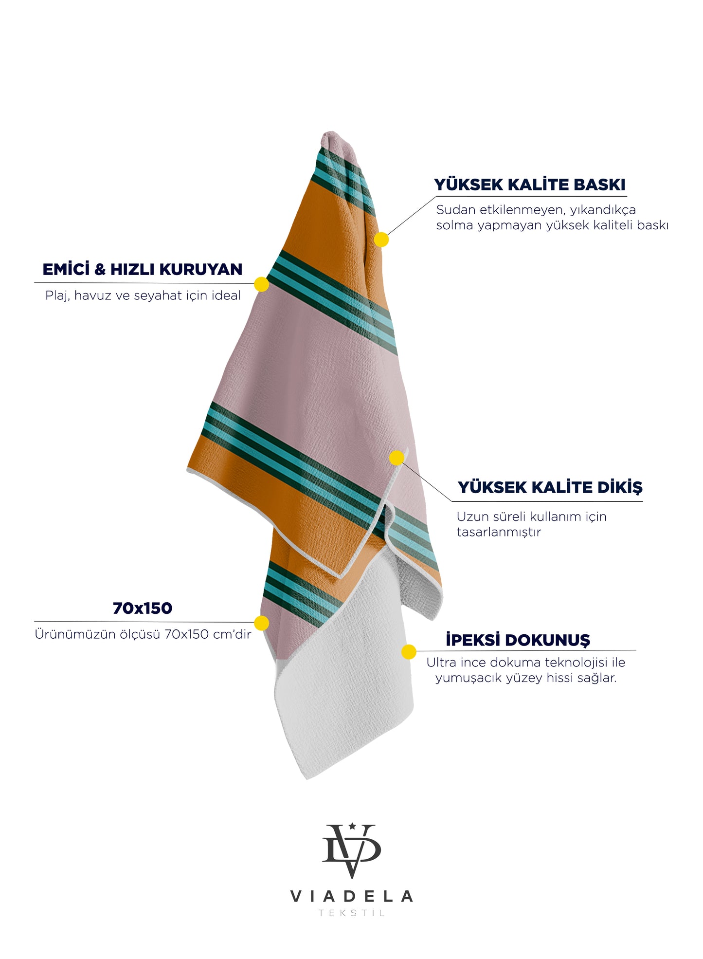 Pastel Blok Renkli Plaj Havlusu – Yatay Şeritli Yumuşak Yaz Renkleri