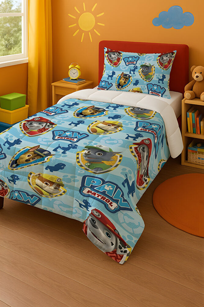 Paw Petrol Mavi Tek Kişilik Yorgan ve Yastık Kılıfı