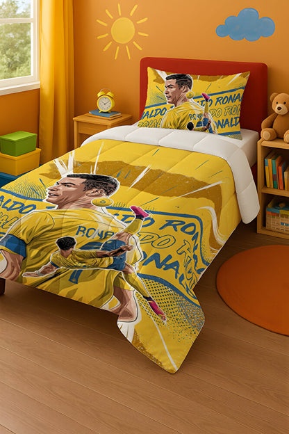 CR7 Ronaldo Tek Kişilik Yorgan ve Yastık Kılıfı