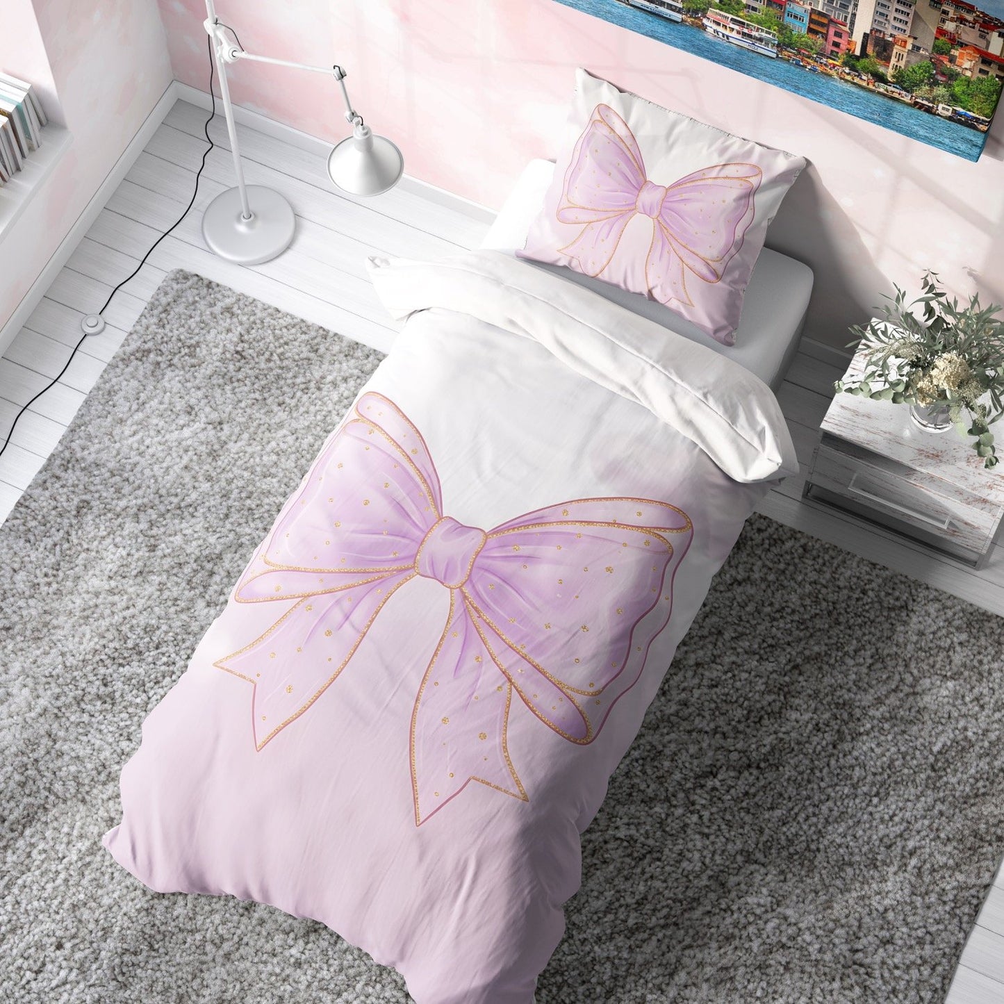 Pembe Fiyonk Tasarımlı Çocuk Nevresim Takımı (Çarşafsız)