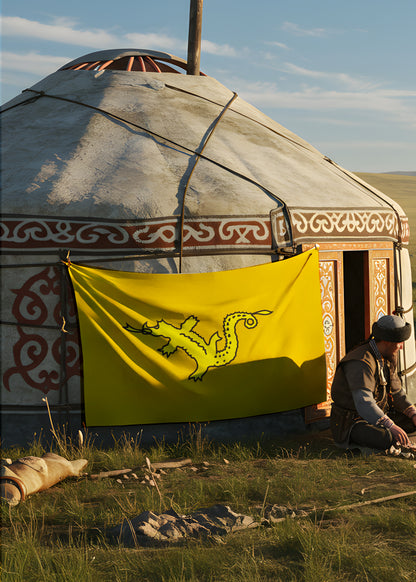 Hun İmparatorluğu Esintili Ejder Figürlü Türk Tarihi Duvar Örtüsü
