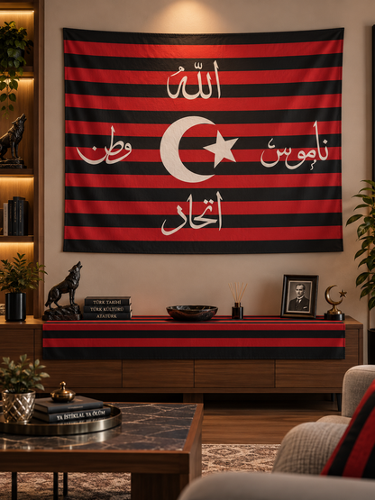 Kırmızı Siyah İttihat ve Terakki Konseptli Duvar Örtüsü  - 100x140 cm