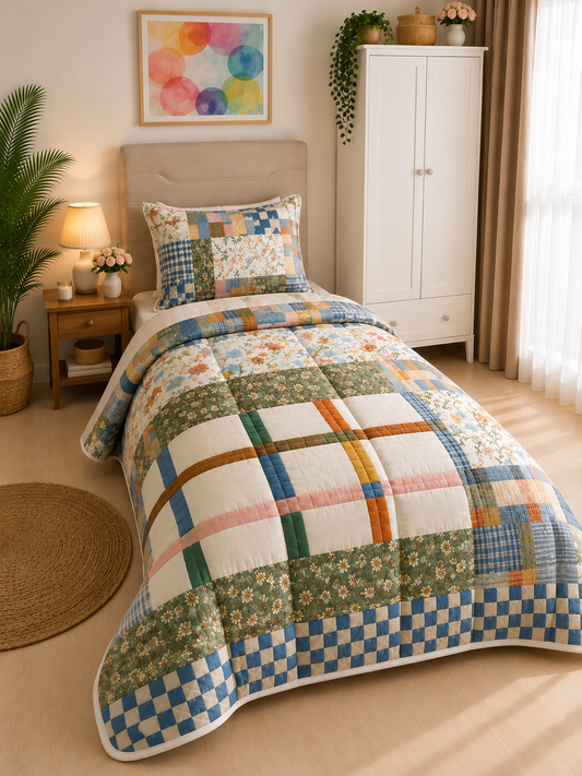 🧵 Classic Patchwork Yatak Örtüsü Takımı