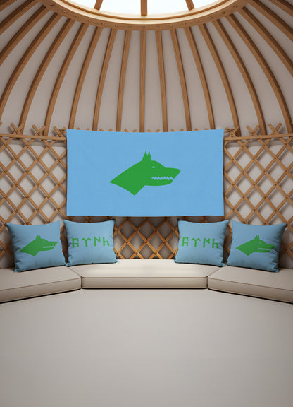 Göktürk Bozkurtu –  4 Kırlent Kılıfı + 1 Duvar Örtüsü