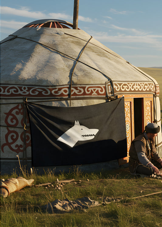 Kara Sancak Bozkurt Sembollü Türk Kültürü Duvar Örtüsü