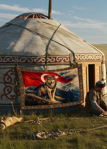 Bozkurt’un Nöbeti – Türk Bayraklı Dekoratif Duvar Örtüsü