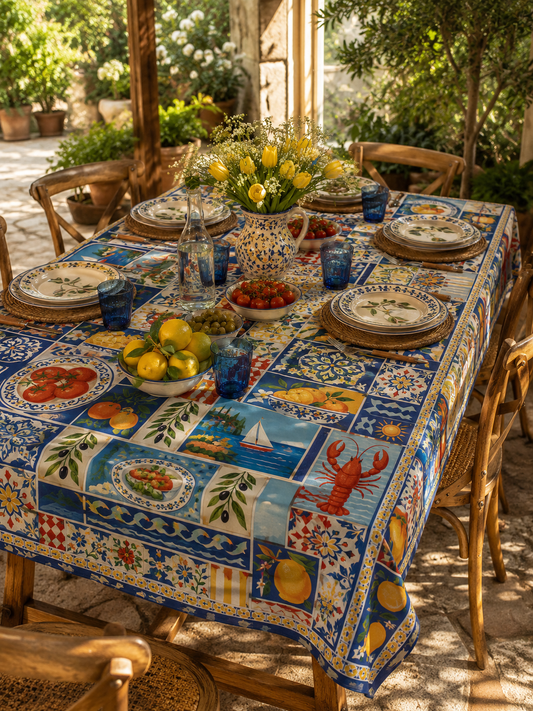 Sicilya Patchwork Premium Masa Örtüsü | Renkli Yaz Koleksiyonu
