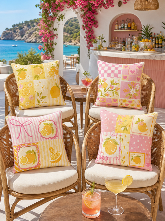Pembe Limonata 4’lü Kırlent Kılıfı Seti