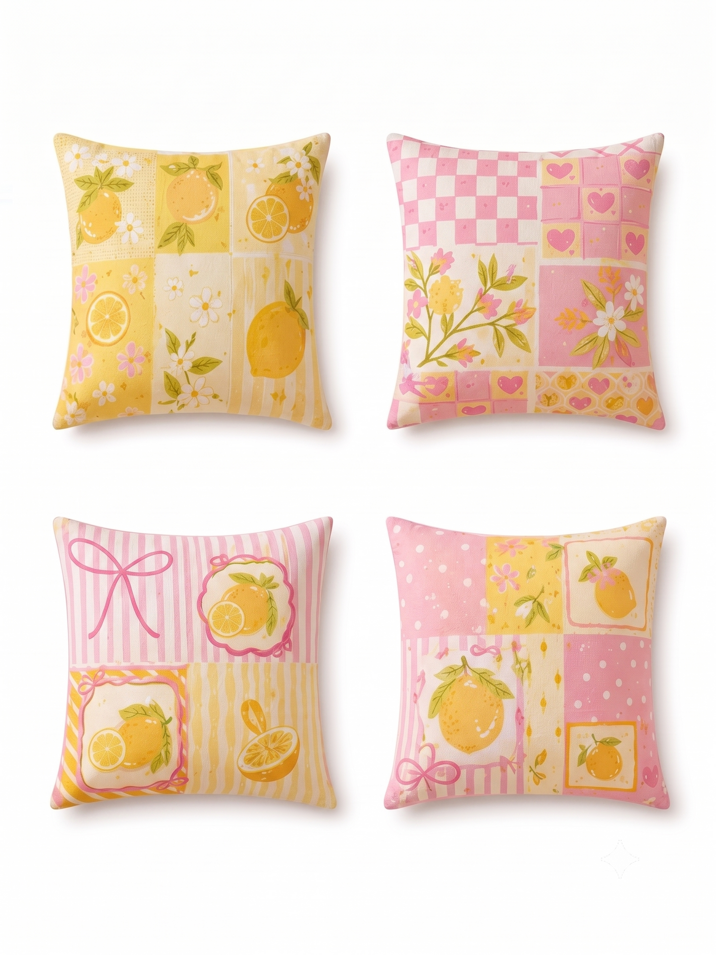 Pembe Limonata 4’lü Kırlent Kılıfı Seti
