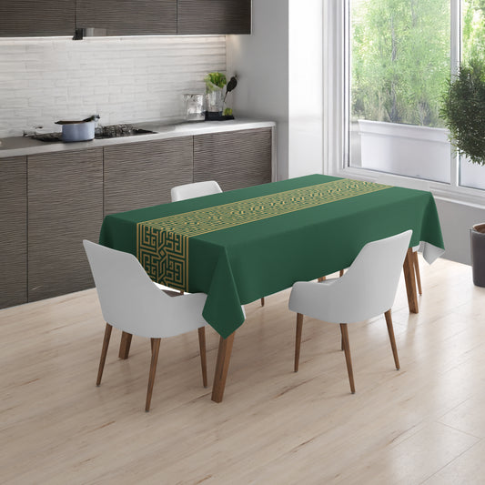 Zümrüt Konseptli Masa Örtüsü 150x220 cm – Silinebilir & Leke Tutmaz – Yakma Kenar