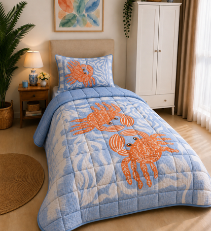 🦀 Deniz Yengeci Çocuk Yatak Örtüsü Takımı