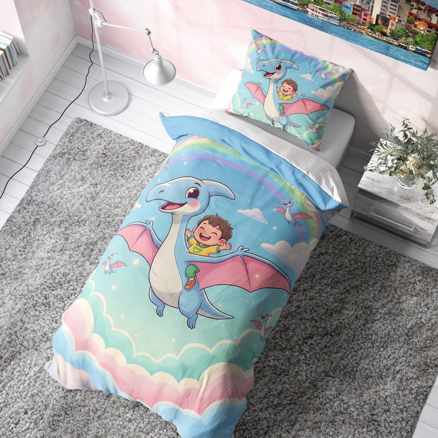 Uçan Dinozor Çocuk Nevresim Takımı (Çarşafsız)