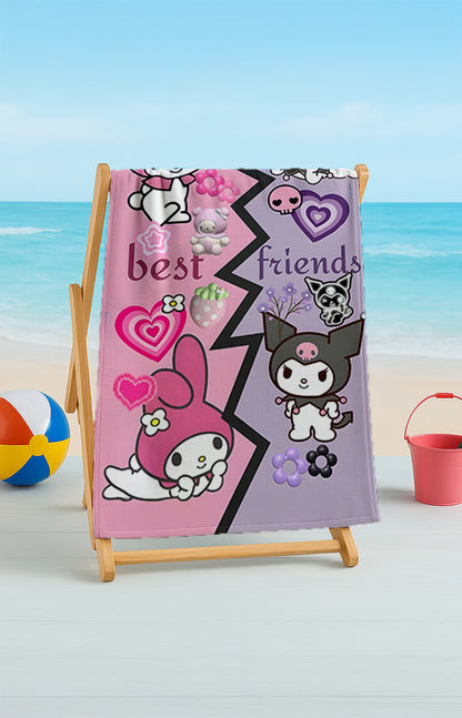 Kuromi Best Friends Plaj Havlusu – Sevimli ve Eğlenceli Tasarım
