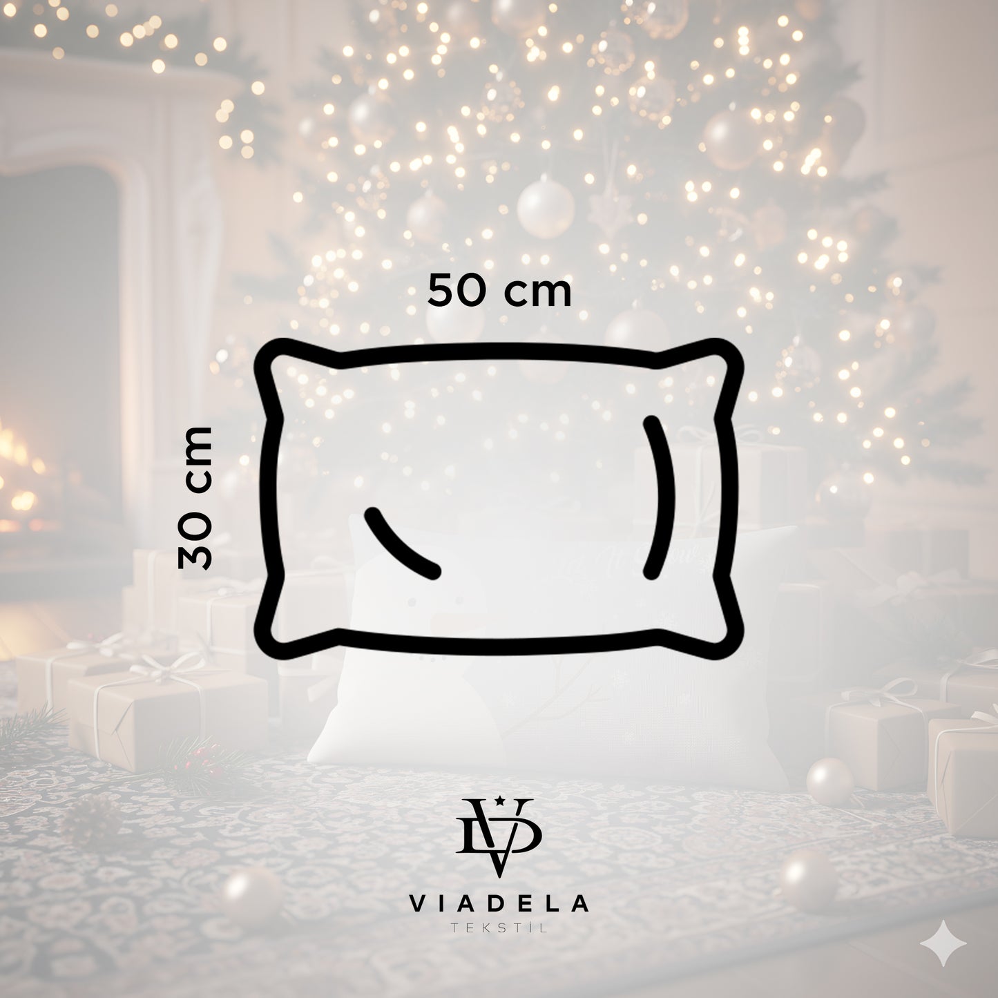 Yılbaşı Christmas Yatay Kırlent Kılıfı 4'lü Set 50x30cm