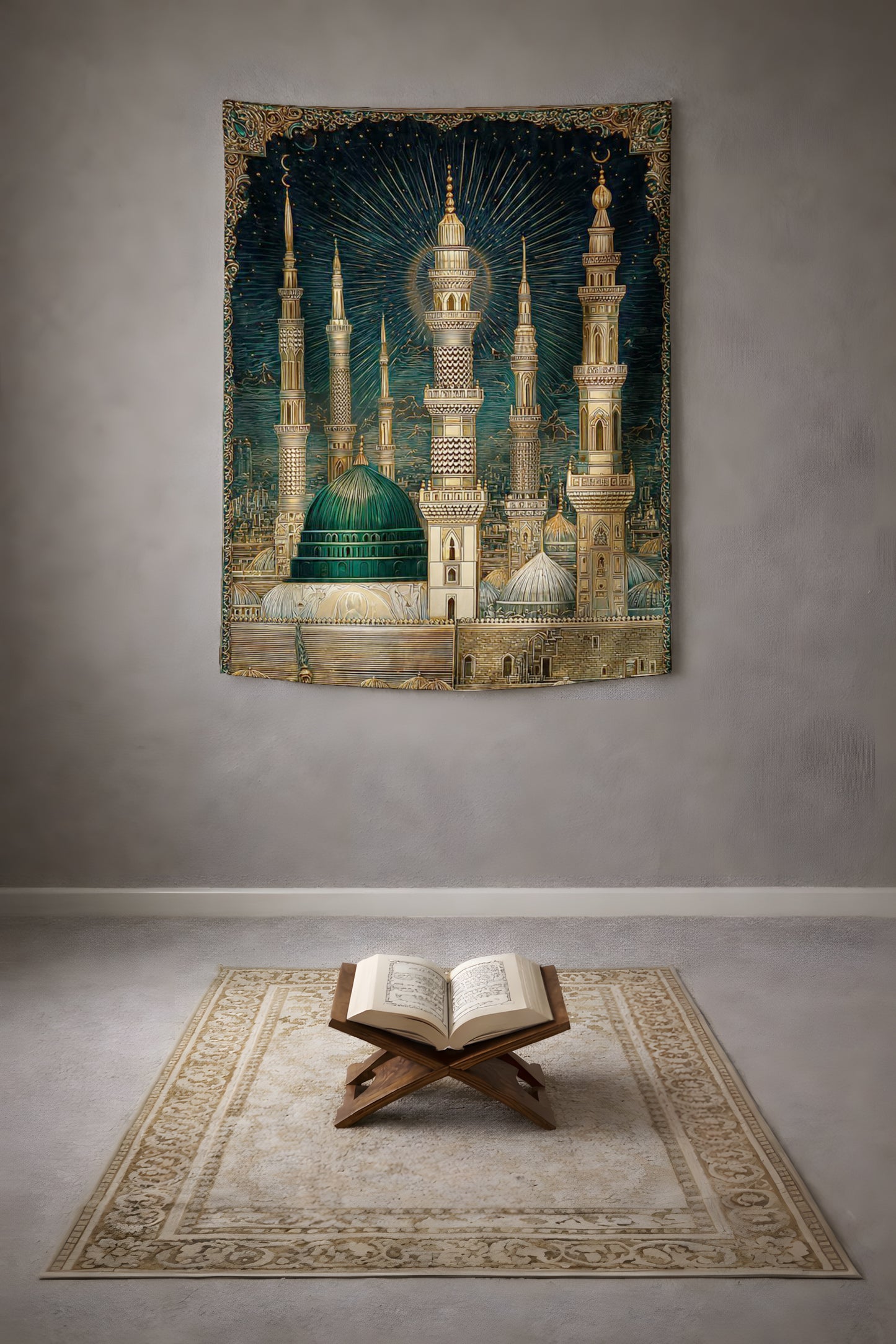 Mescid-i Nebevî Yeşil Kubbe Duvar Örtüsü