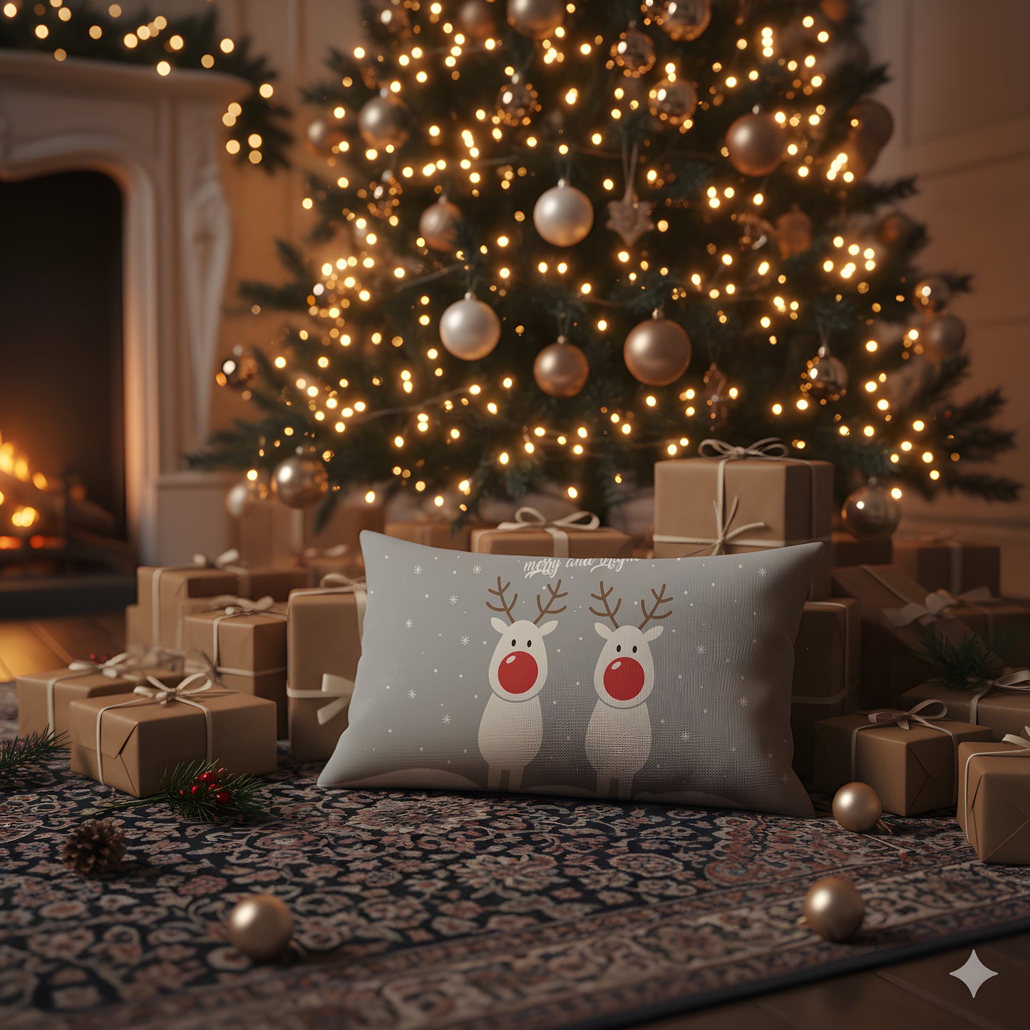 Yılbaşı Christmas Yatay Kırlent Kılıfı 4'lü Set 50x30cm