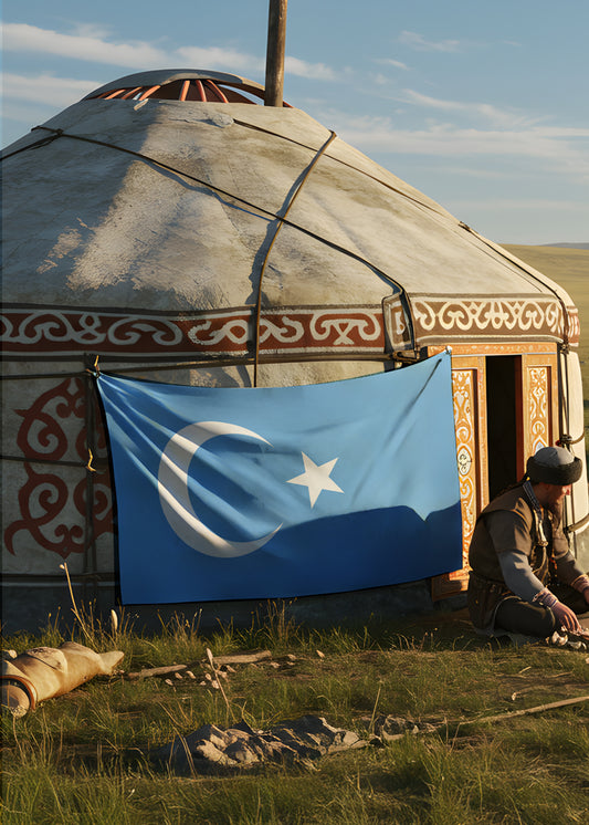 Türkistan Bayrağı Duvar Örtüsü – Otantik Türk Otağı Konseptli Dekoratif
